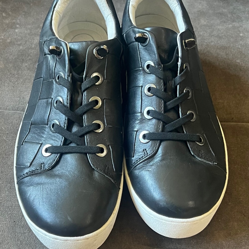 Jambu Women's Black Leather Woven Lace-Up Comfort Sneakers Size 10W - Picture 6 of 9